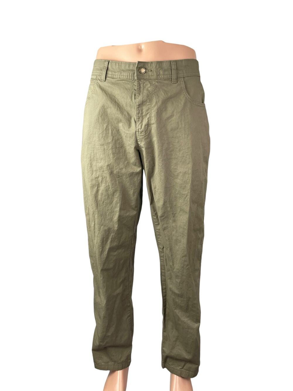 Columbia Men's Olive Green High Rise Straight Chino Trousers Dress Pants W36 L32